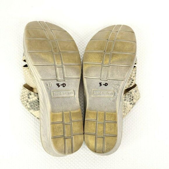 Josef Seibel Snake Print Slides Sandals Leather Size 37 Beige - Picture 6 of 6